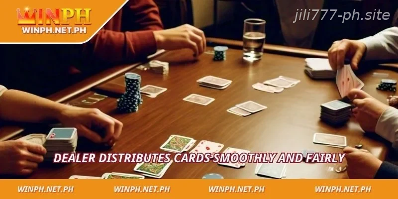 Dealer distributes cards smoothly and fairly